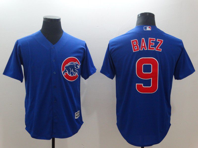 Men Chicago Cubs 9 Baez Blue Game MLB Jerseys